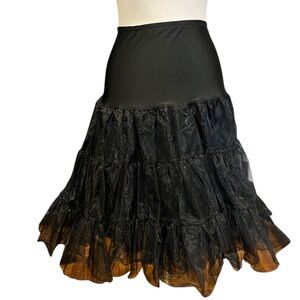 Tulle mid length petticoat skirt in black